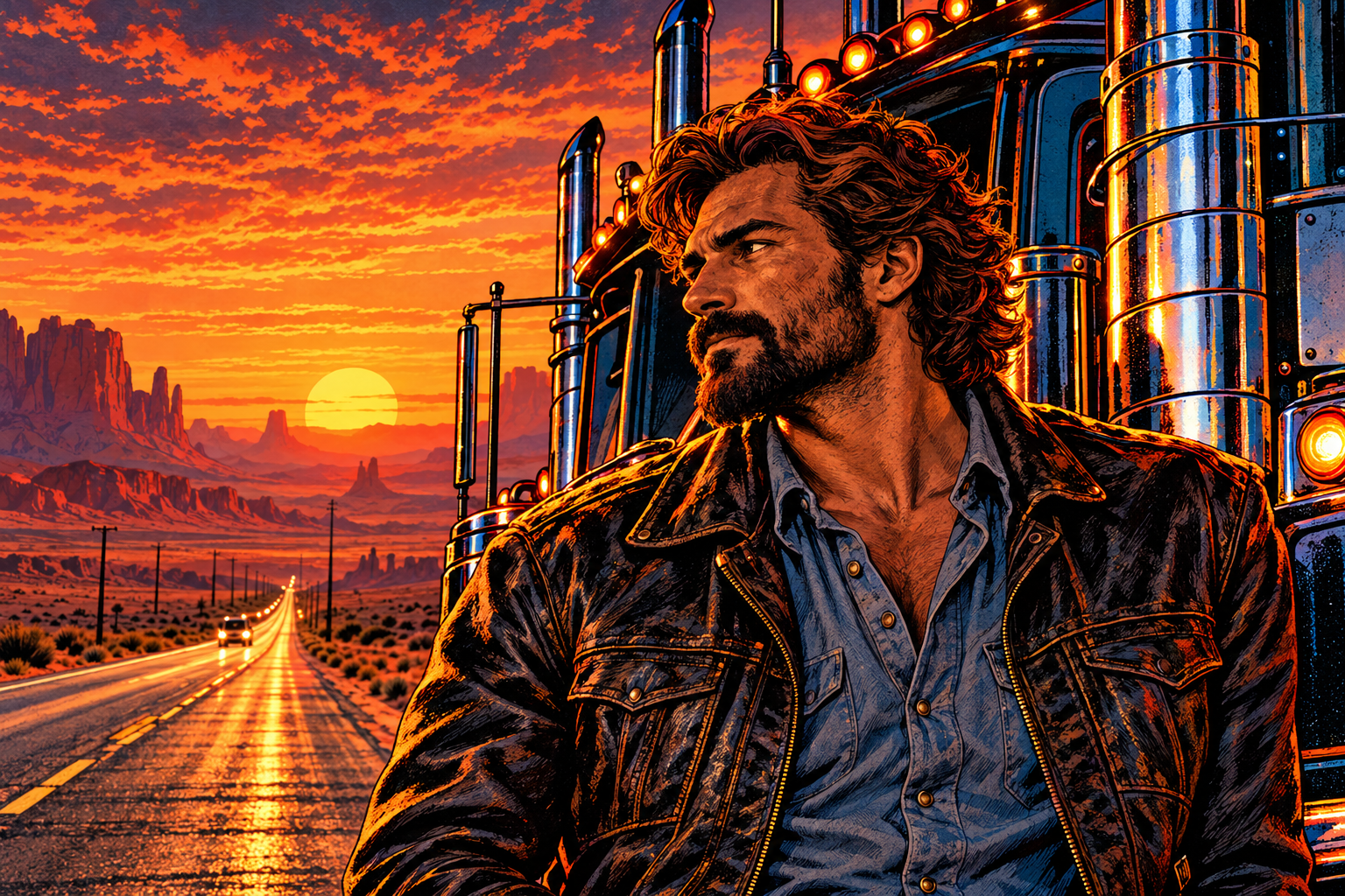 Illustrated portrait of B. Trouble